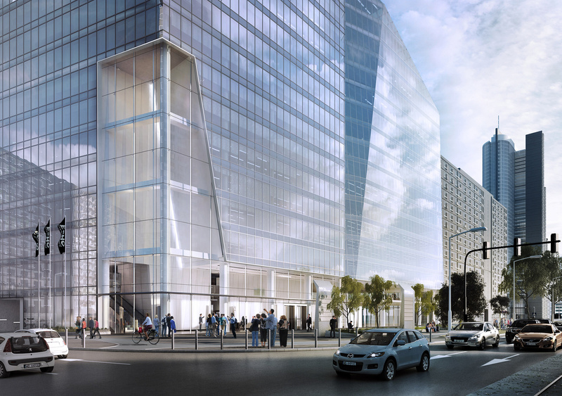 Najnowsza wizualizacja biurowca Q22 przy al. Jana Pawła II i ul. Grzybowskiej